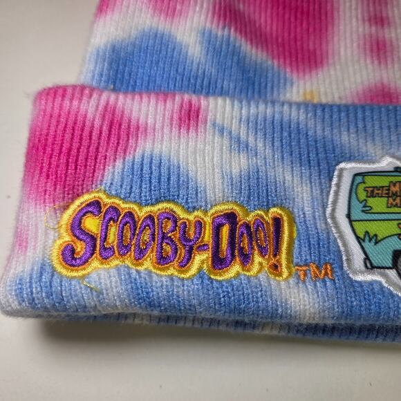 Scooby Doo Mystery Machine Tie Dye Knit Pom Pom Adult Stocking Hat - Picture 3 of 9